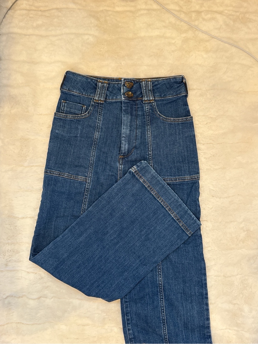 Pilcro Straight-Leg Jeans in Medium Blue